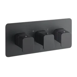JTP Hix Matt Black Twin Outlet Thermostatic Concealed Shower Valve Horizontal