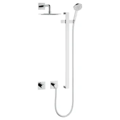 Keuco Ixmo Square Thermostatic Shower System With Head + Slide Rail Kit - Chrome
