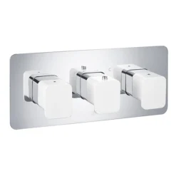 JTP Axel Triple Outlet Thermostatic Concealed Shower Valve Horizontal With Matt White Handles