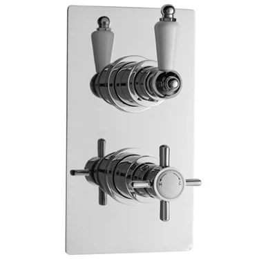 Ultra Beaumont Twin Concealed Thermostatic Valve W/ Tec 8" Apron Fixed Head - Image 3