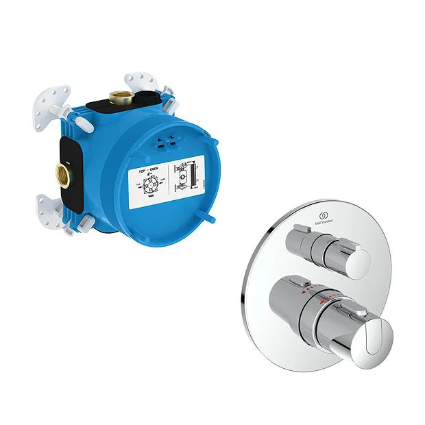 Ideal Standard Ceratherm T100 Chrome Built-In Thermostatic 1 Outlet Round Shower Mixer + Easybox - Image 2