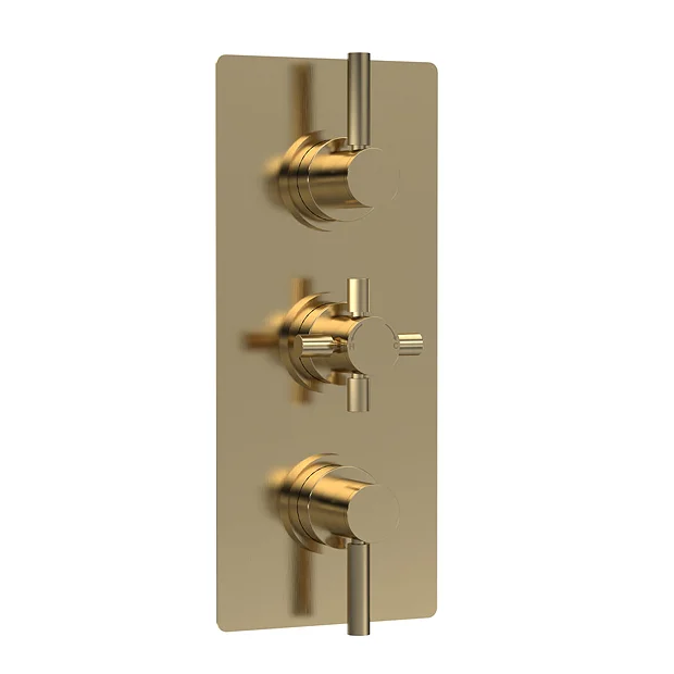 Hudson Reed Tec Pura Plus Concealed Thermostatic Triple Shower Valve With Diverter - Brushed Brass