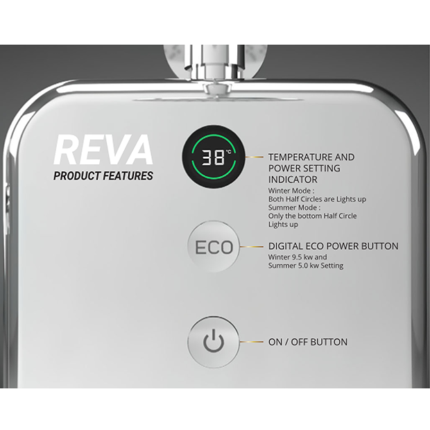 AQUAS Reva Flex Smart 9.5KW Chrome + White Electric Shower - Image 4