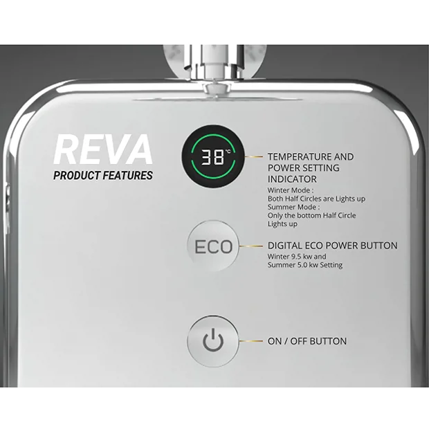 AQUAS Reva Flex Smart 9.5KW White Electric Shower - Image 3