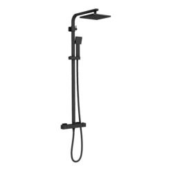 Arezzo Modern Square Thermostatic Shower - Matt Black