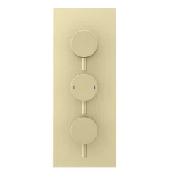Arezzo Brushed Brass Round Thermostatic Shower Pack With Ceiling Mounted Head + Handset