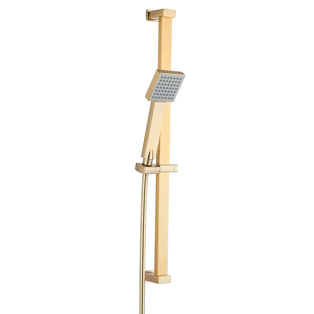 Arezzo Brushed Brass Square Thermostatic Bar Valve + Slide Rail Kit - Image 5