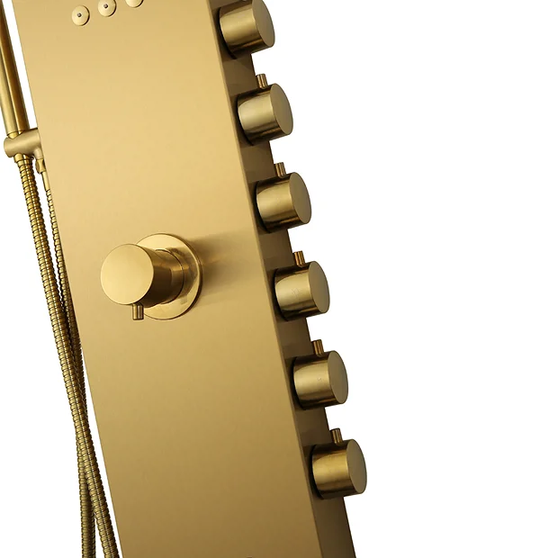 Arezzo Shower Tower Panel - Brushed Brass (Thermostatic) - Image 5