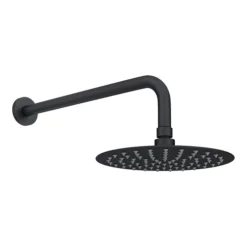 Arezzo Matt Black Round Shower System (Fixed Head, Handset + Integrated Parking Bracket)