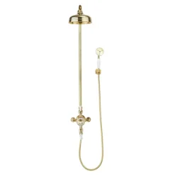 Crosswater Belgravia Unlacquered Brass Thermostatic Shower Valve With 8" Fixed Head & Handset