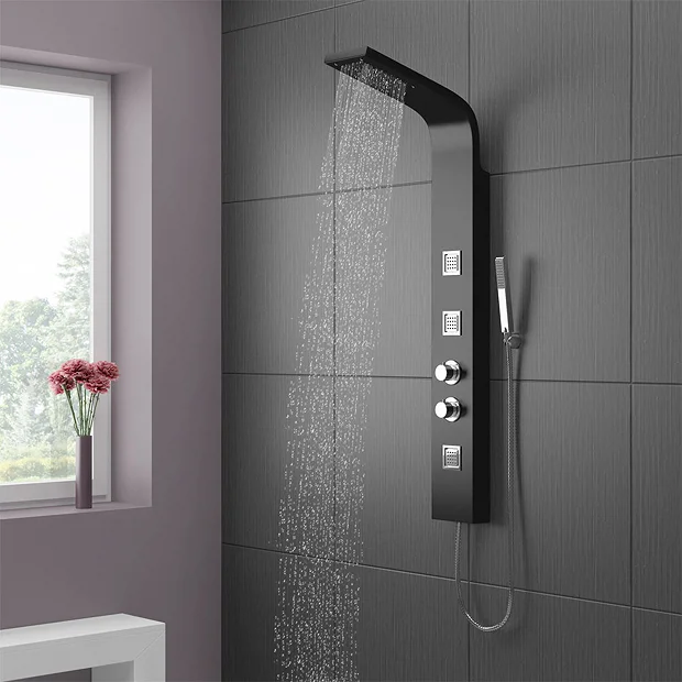 Maverick Tower Shower Panel (Thermostatic) - Black - Image 2