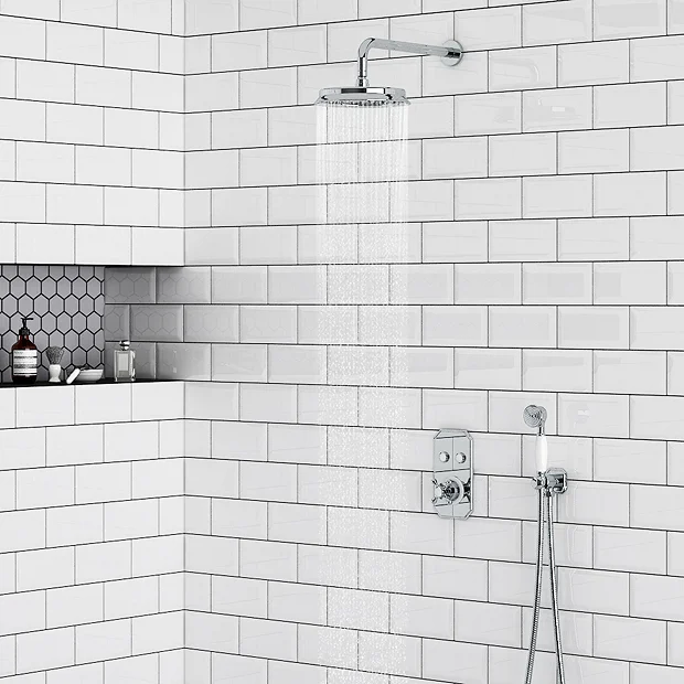 Chatsworth Traditional Twin Push-Button Shower Valve With 2 Outlets