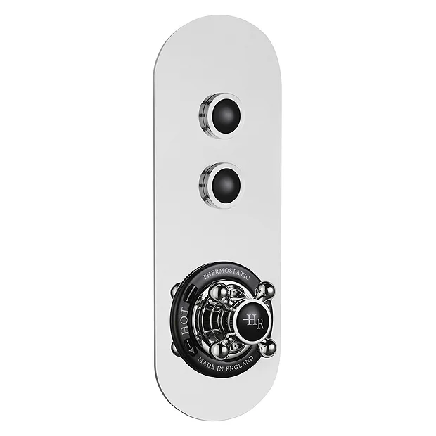 Hudson Reed Topaz Black Traditional Two Outlet Push-Button Shower Valve