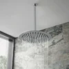 Cruze Round Push-Button Ceiling Mounted Shower Pack (with Handset + Rainfall Shower Head