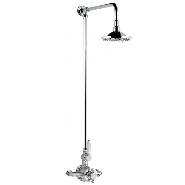 Nuie Traditional Twin Shower Valve With Rigid Riser Kit - Chrome - Image 2