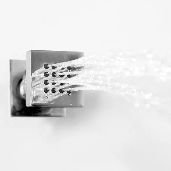 Milan Square Triple Shower Package With Diverter Valve, Head, 4 Body Jets + Slider - Image 4