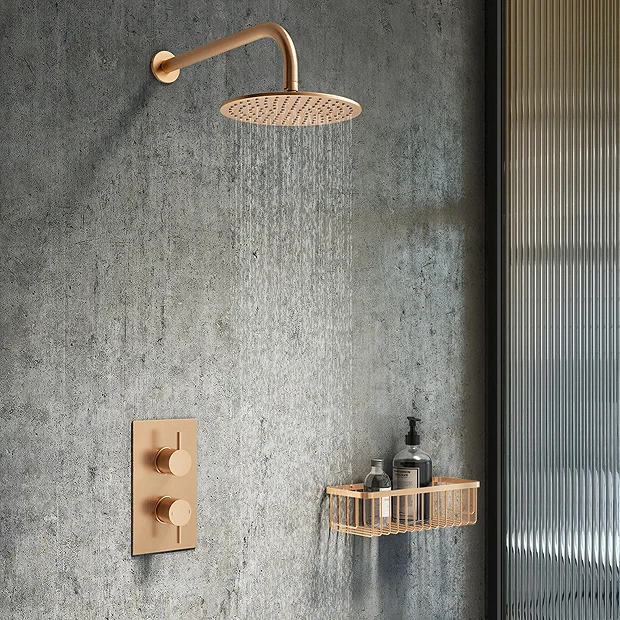 Arezzo Brushed Bronze Round Shower Package With Concealed Valve + Head - Image 2