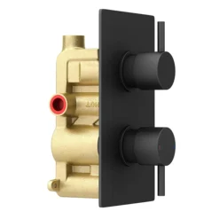 Arezzo Round Modern Twin Concealed Shower Valve - Matt Black