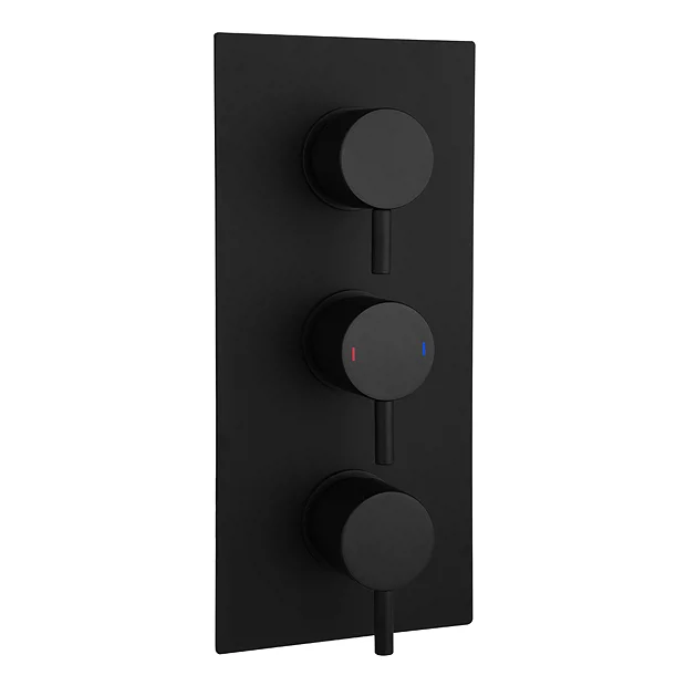 Arezzo Round Modern Triple Concealed Shower Valve - Matt Black - Image 2
