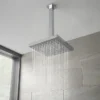 Modern Square Triple Valve With Diverter, Ceiling Mounted Square Shower Head, 4 Body Jets + Slider