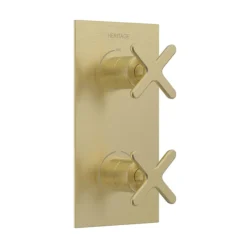Heritage Salcombe 2 Outlet Twin Concealed Thermostatic Shower Valve - Brushed Brass
