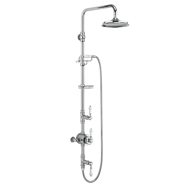 Burlington Stour Thermostatic Exposed Two Outlet Shower Valve, Rigid Riser, Hose & Handset With Fixed Shower Head - Image 2