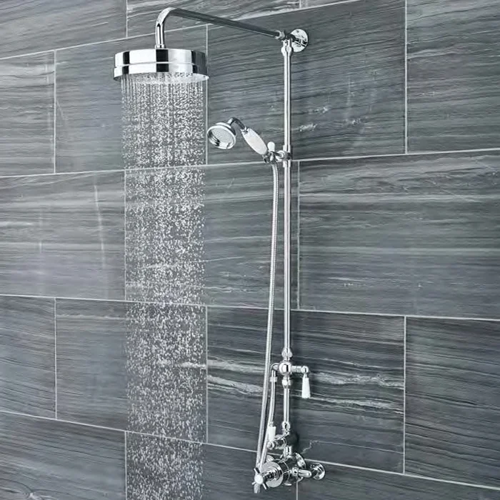 Traditional Luxury Rigid Riser Kit With Diverter & Twin Exposed Shower Valve - Image 2