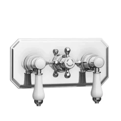 Trafalgar Triple Concealed Shower Valve Inc. Outlet Elbow, Handset & Curved Arm With Fixed Head