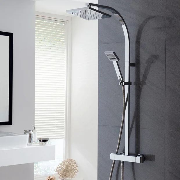 Triton Tees Thermostatic Bar Shower Mixer With Diverter & Kit - Chrome