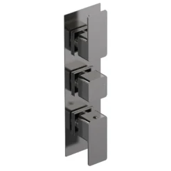 Venice Cubo Triple Thermostatic Shower Valve With Diverter - Brushed Gun Metal