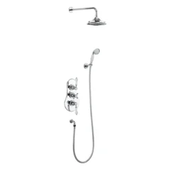 Burlington Severn Thermostatic Concealed Two Outlet Shower Valve, Hose & Handset With Fixed Head